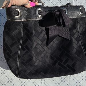 Talbots Elegant Black Patterned Shoulder Bag